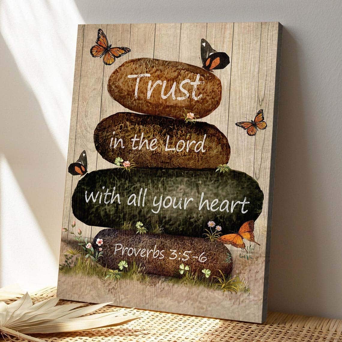 Christian Jesus Trust In The Lord With All Your Heart Bible Verse Canvas Print