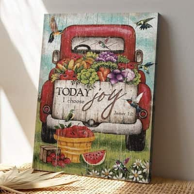 Christian Jesus And Farmer Today I Choose Joy Bible Verse Canvas Print
