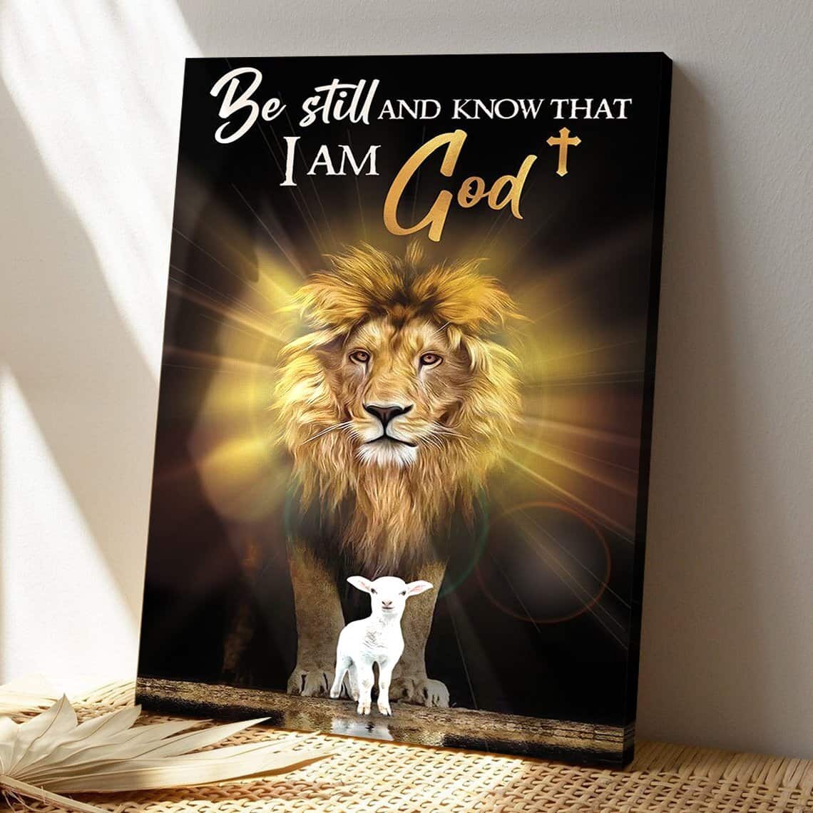 Christian Be Still And Know That I Am God Lion And Lamp Scripture Canvas Print