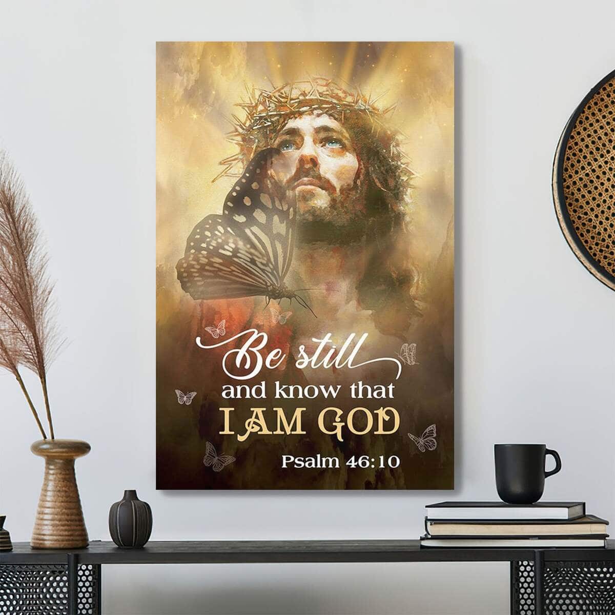 Christian Unique Butterfly Jesus Be Still And Believe In God Scripture Canvas Print