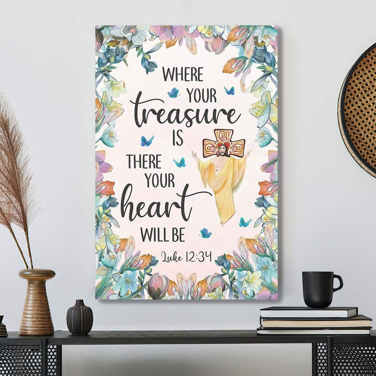 Christian Your Treasure And Your Heart Beautiful Flower Scripture Canvas Print Christian Your Treasure And Your Heart Beautiful Flower Scripture Canvas Print