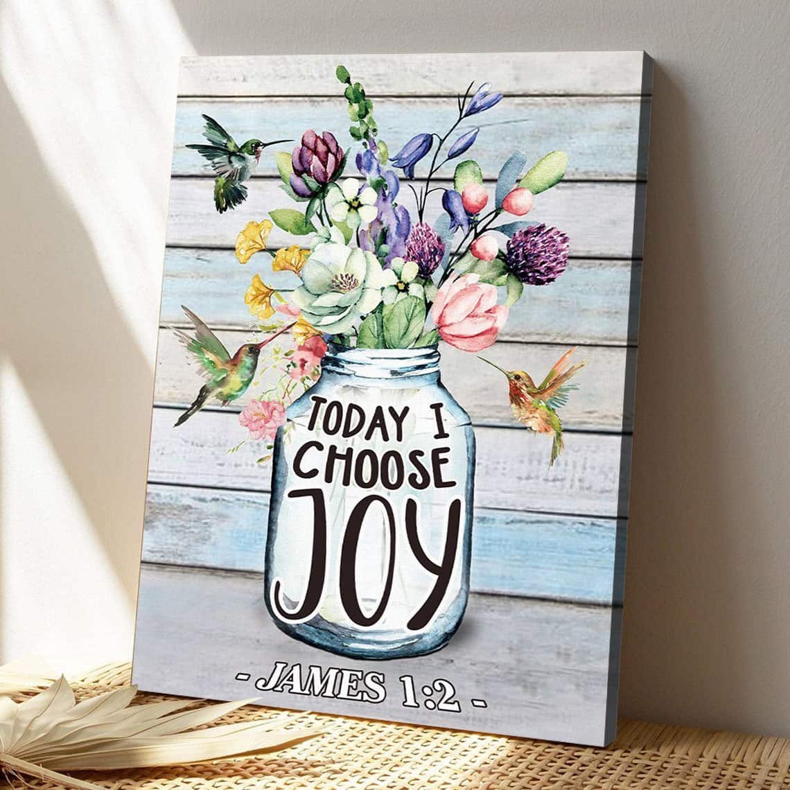 Christian Today I Choose Joy Vase Of Flowers Scripture Canvas Print