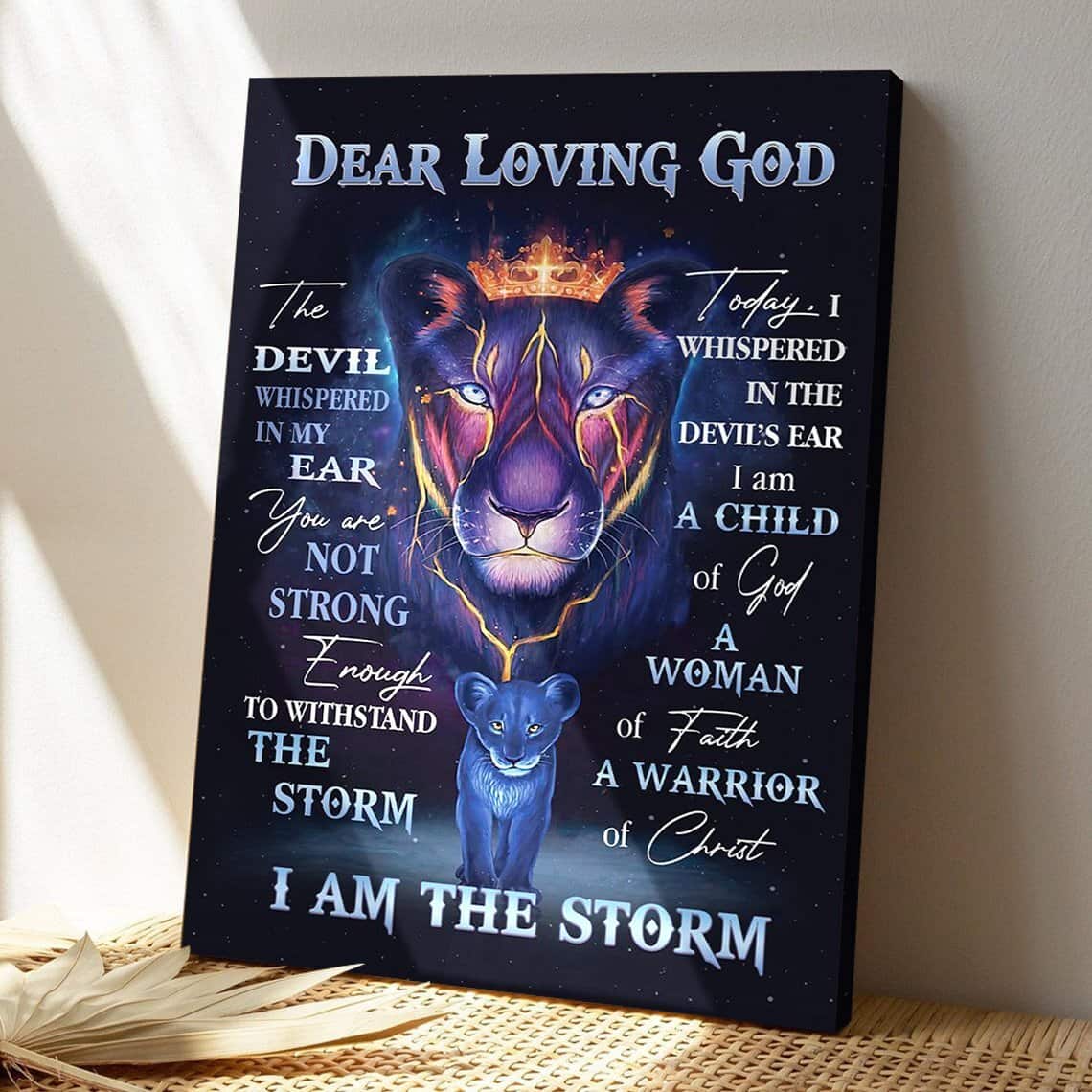 Christian Dear Loving God Lion Scripture Canvas Print