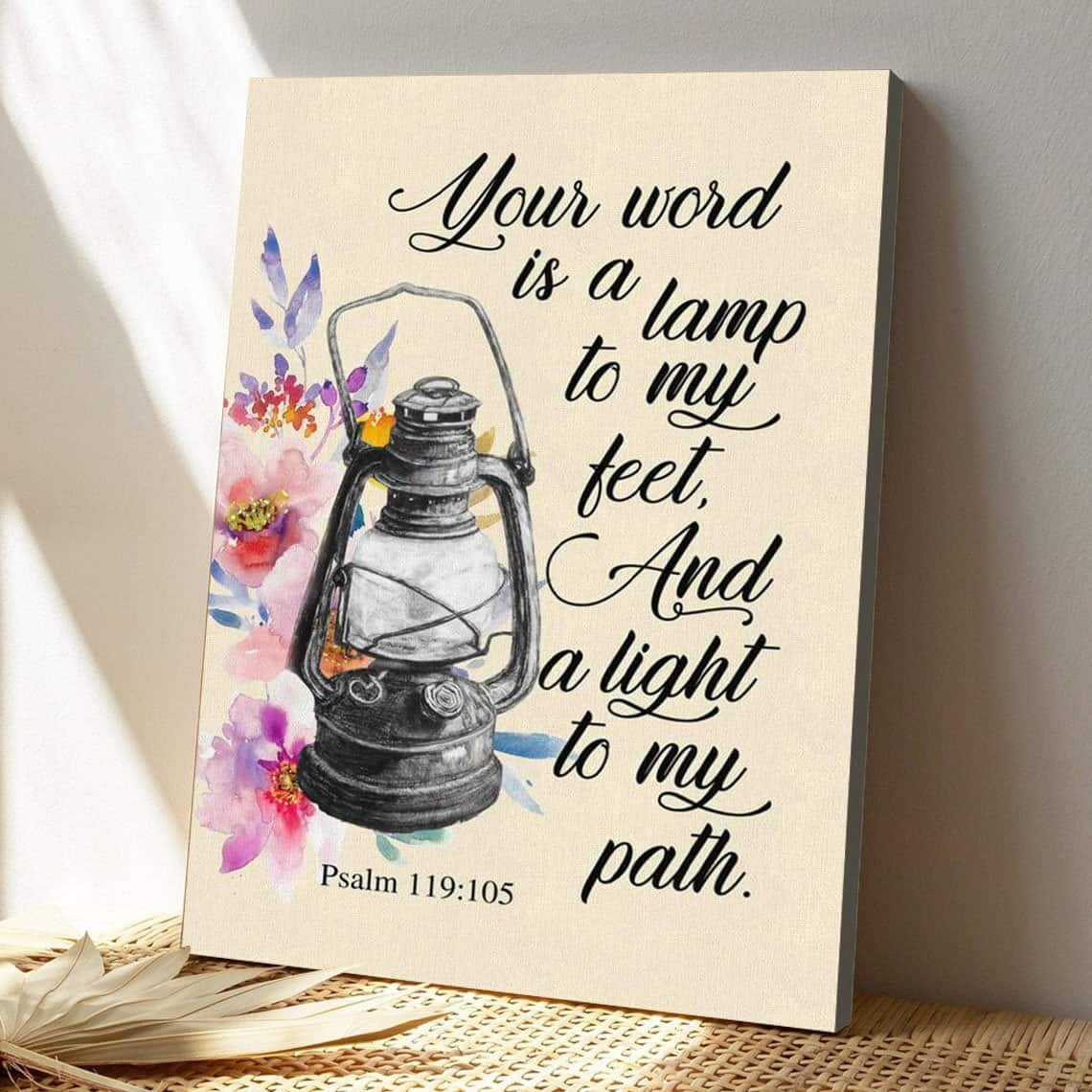 Bible Verse Your Word Is A Lamp To My Feet Psalm 119105 Bible Verse Jesus Christ Canvas Print