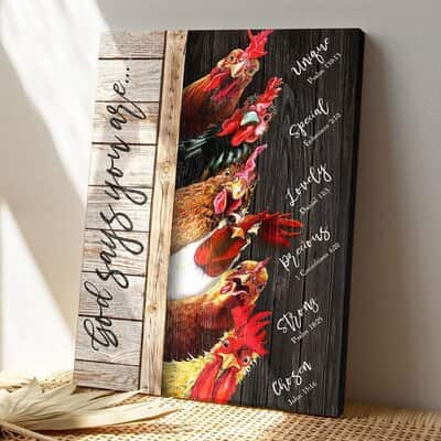 Christian Chicken God Says You Are Bible Verse Religious Canvas Print