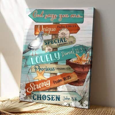 Christian God Says You Are Unique Precious Strong Bible Verse Canvas Print