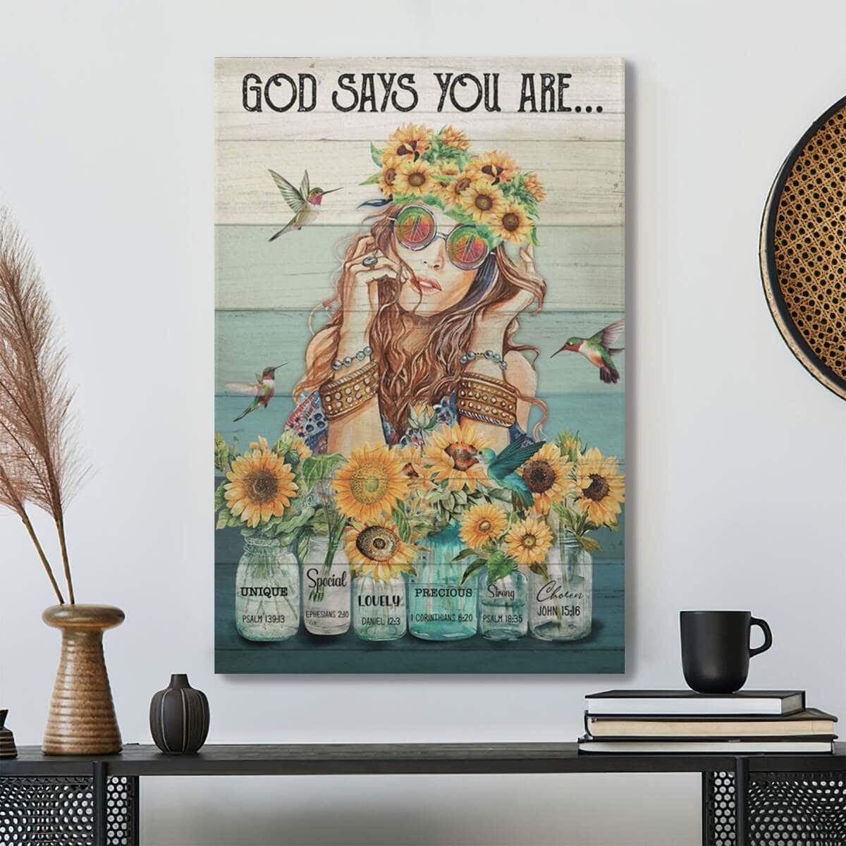 Christian Hippie God Says You Are Bible Verse Canvas Print Christian Hippie God Says You Are Bible Verse Canvas Print