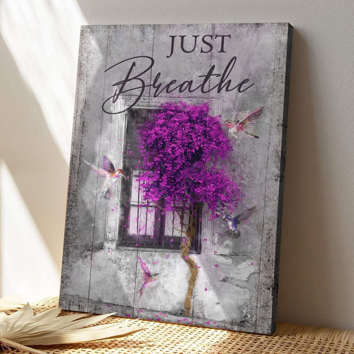 Christian Hummingbird Just Breathe Bible Verse Canvas Print Christian Hummingbird Just Breathe Bible Verse Canvas Print