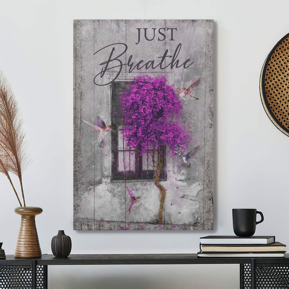 Christian Hummingbird Just Breathe Bible Verse Canvas Print Christian Hummingbird Just Breathe Bible Verse Canvas Print