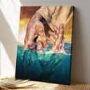 Christian Jesus Holding His Hand Bible Verse Canvas Print