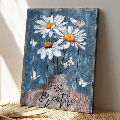 Christian Jesus Just Breathe Faith Bible Verse Canvas Print