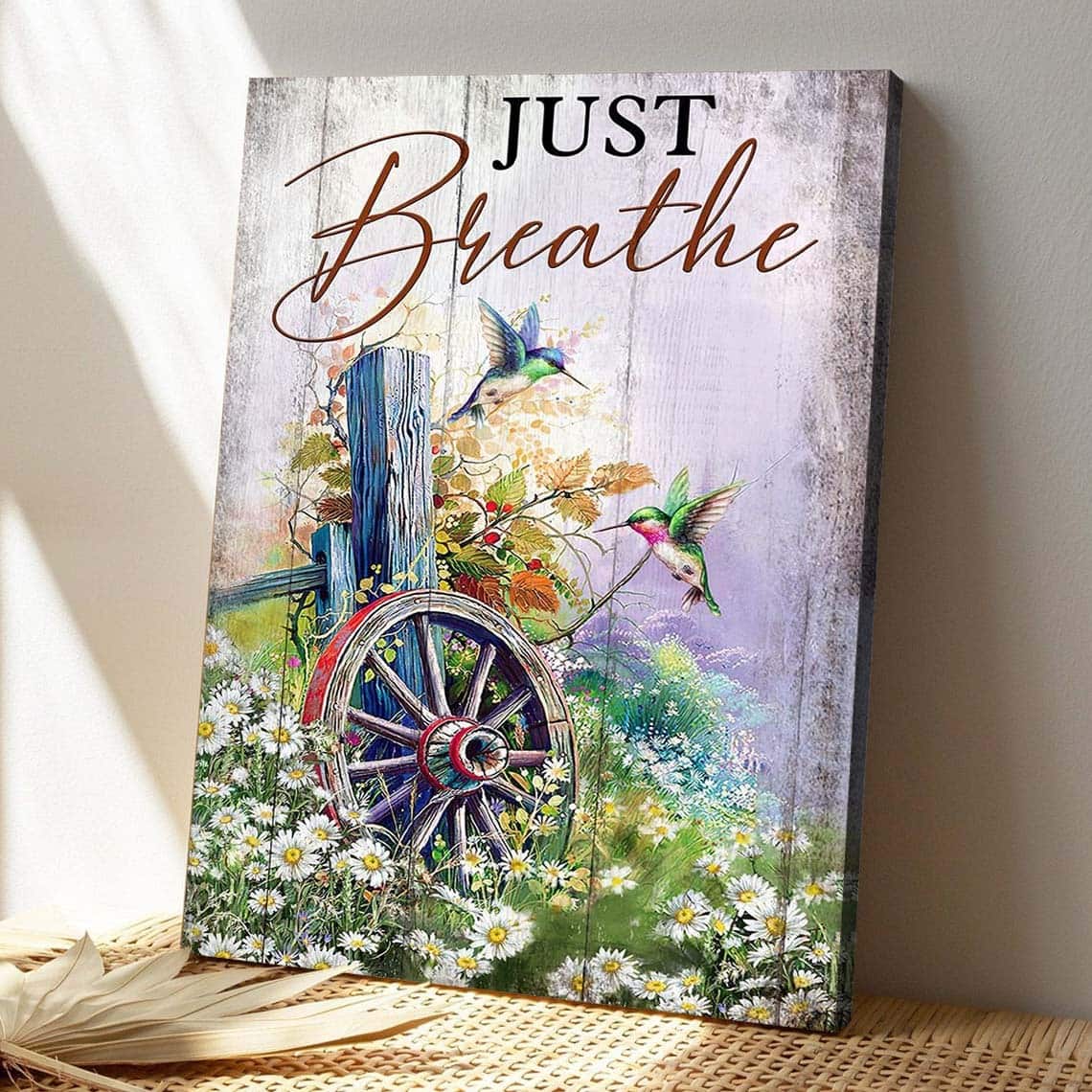 Christian Jesus Just Breathe And Humming Bird Bible Verse Canvas Print Christian Jesus Just Breathe And Humming Bird Bible Verse Canvas Print