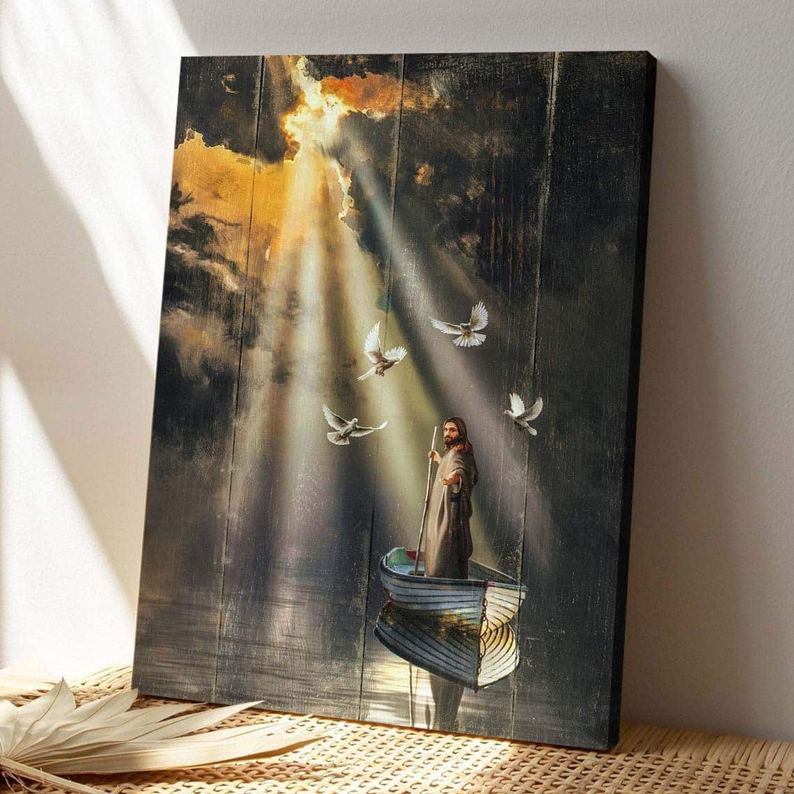 Christian Jesus Light In The Darkness Bible Verse Canvas Print