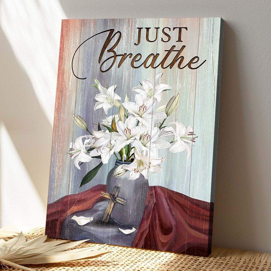 Christian Jesus Lilies Vase Bible Verse Canvas Print Christian Jesus Lilies Vase Bible Verse Canvas Print