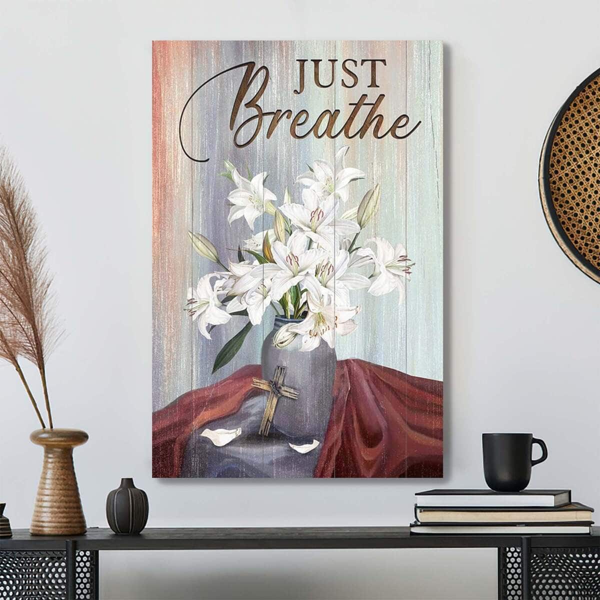 Christian Jesus Lilies Vase Bible Verse Canvas Print Christian Jesus Lilies Vase Bible Verse Canvas Print