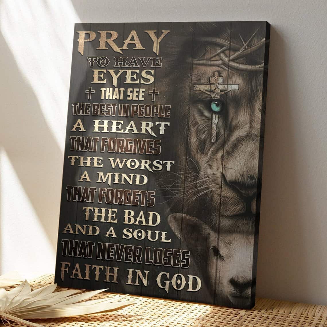 Christian Jesus Pray To Have A Soul That Never Loses Faith In God Bible Verse Canvas Print