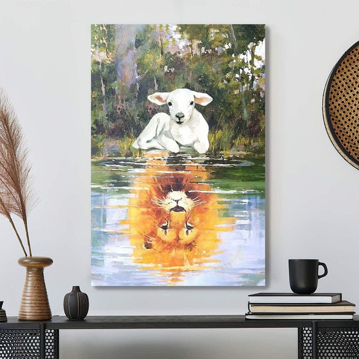 Christian Jesus The Lamb Is The Lion Bible Verse Canvas Print Christian Jesus The Lamb Is The Lion Bible Verse Canvas Print