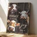 Bible Verse Today I Choose Joy James 12 Cows Farmhouse Style Scripture Canvas Print