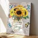 Bible Verse Sunflowers With Butterfly Today I Choose Joy James 12 Scripture Canvas Print