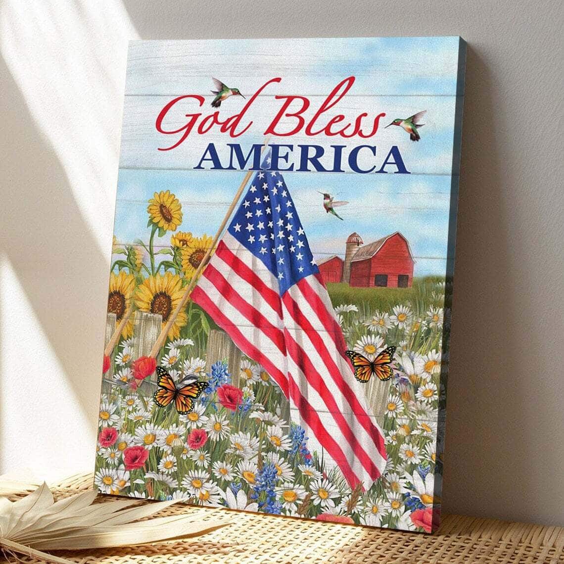 Bible Verse God Bless America Scripture US Flag Canvas Print - PODRoyal