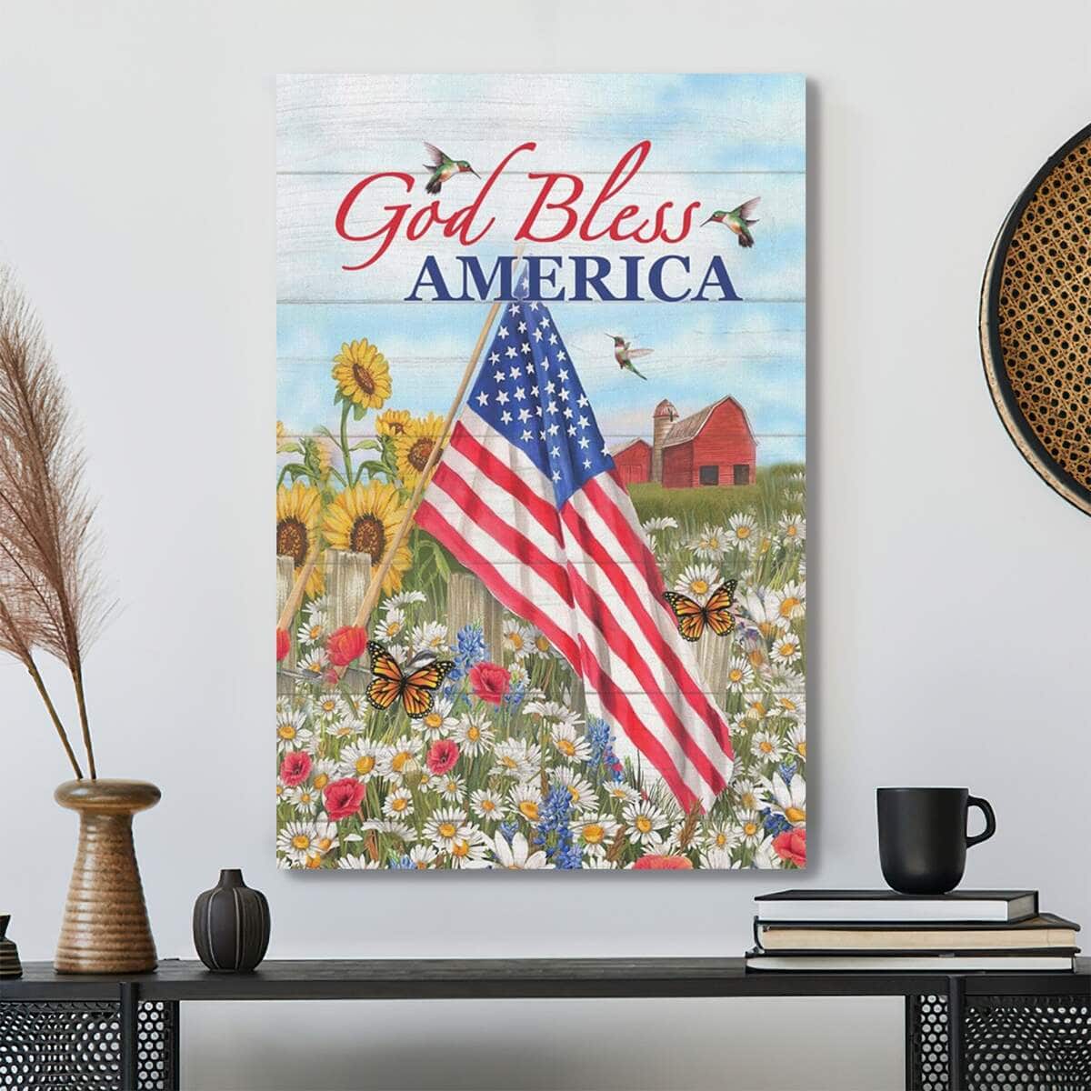 Bible Verse God Bless America Scripture US Flag Canvas Print - PODRoyal