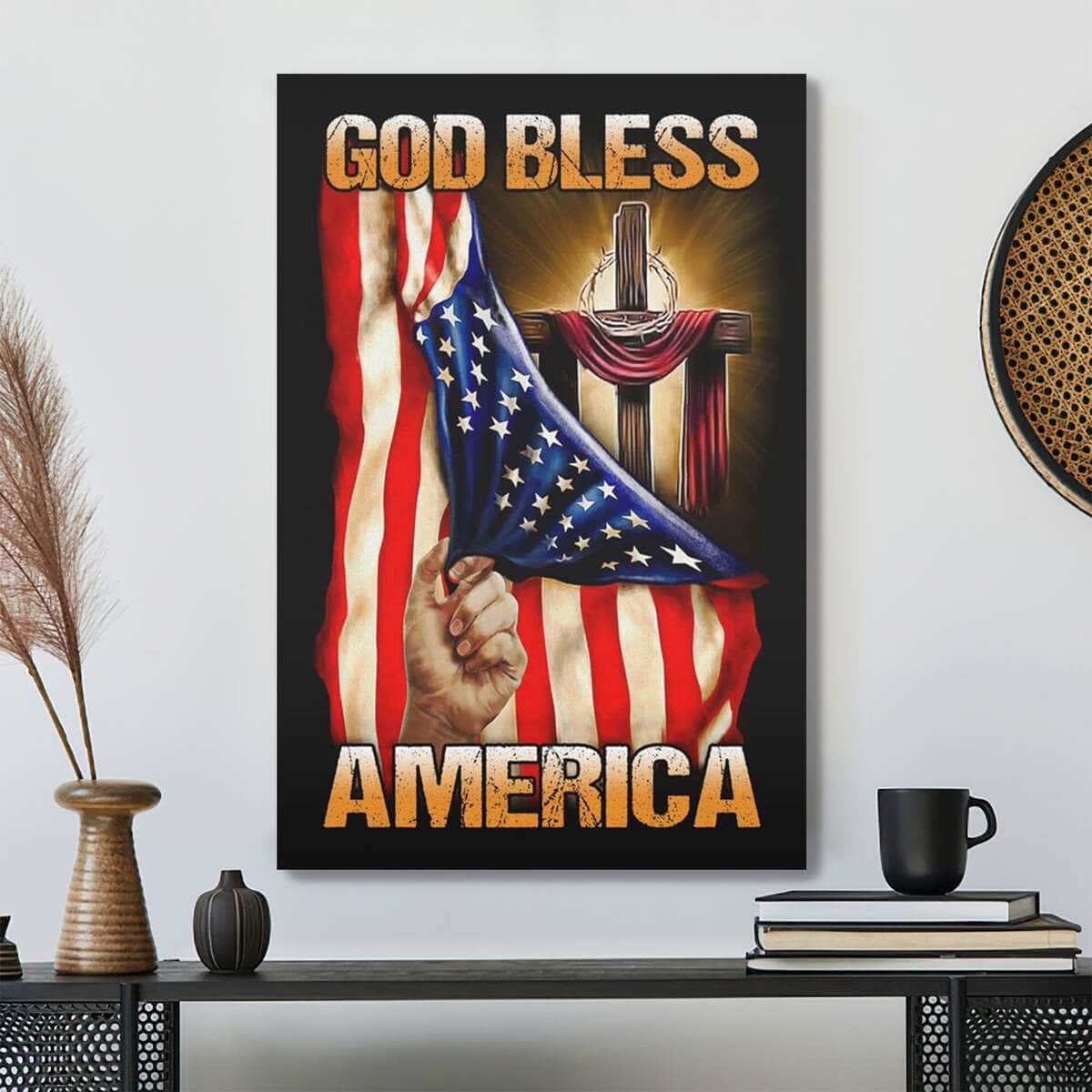 Bible Verse God Bless America Scripture Canvas Print