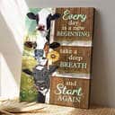 Cow On Farm Every Day Is A New Beginning Bible Verse Canvas Print
