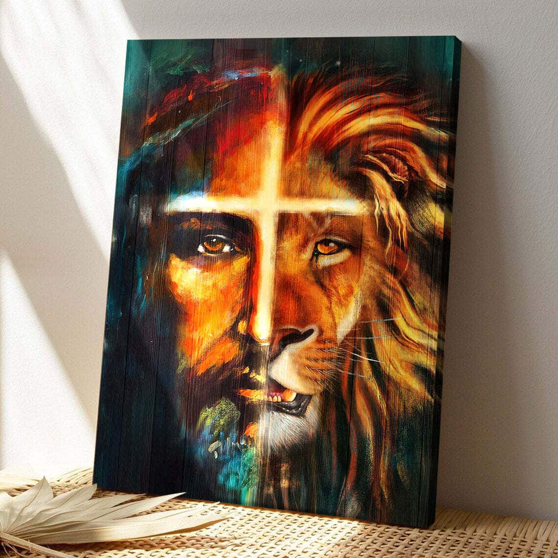 Jesus And The Amazing Lion Bible Verse Canvas Print