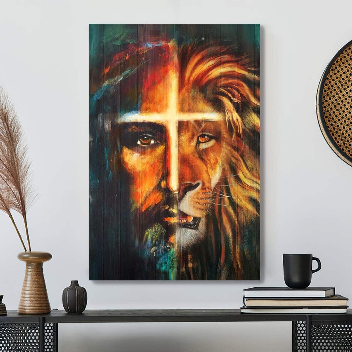 Jesus And The Amazing Lion Bible Verse Canvas Print Jesus And The Amazing Lion Bible Verse Canvas Print