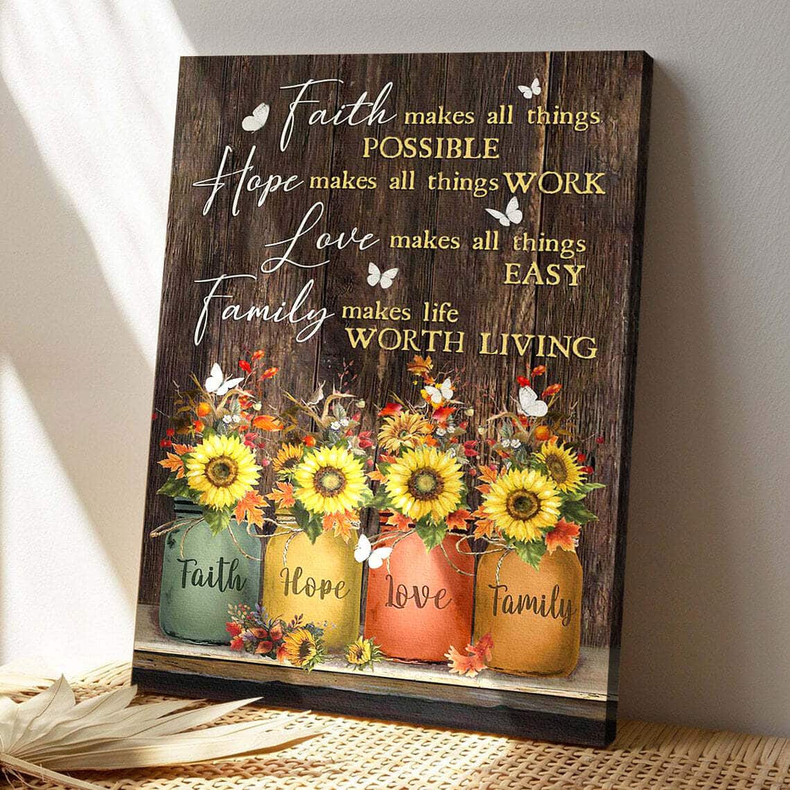 Sunflower Jar Faith Hope Love Family Bible Verse Canvas Print Sunflower Jar Faith Hope Love Family Bible Verse Canvas Print