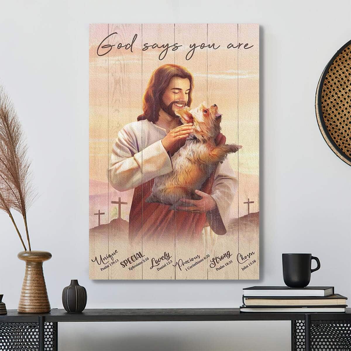 Jesus Hugging Yorkshire God Says You Are Bible Verse Canvas Print Jesus Hugging Yorkshire God Says You Are Bible Verse Canvas Print