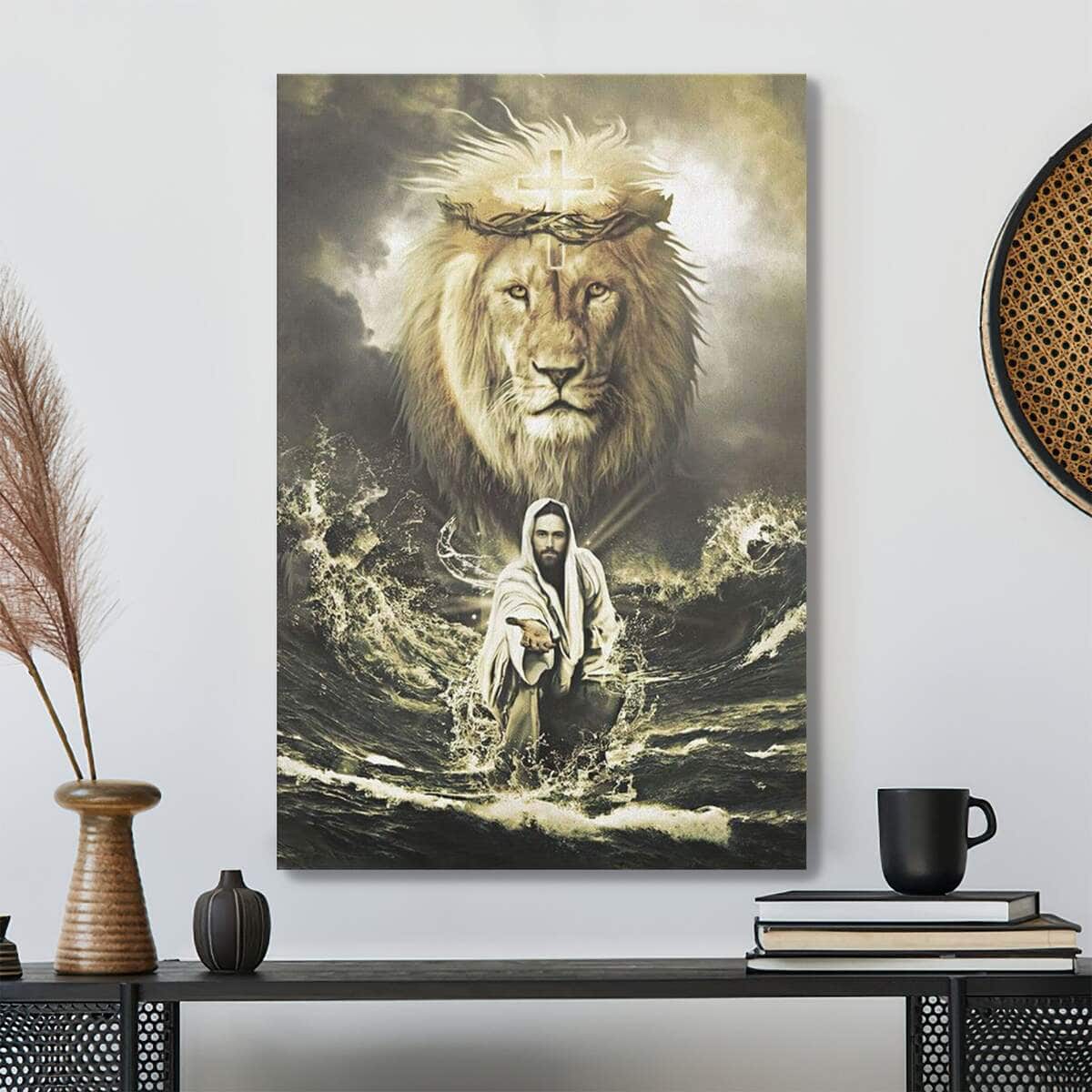 Jesus Reaching In The Water Jesus Lion Bible Verse Scripture Canvas Print Jesus Reaching In The Water Jesus Lion Bible Verse Scripture Canvas Print