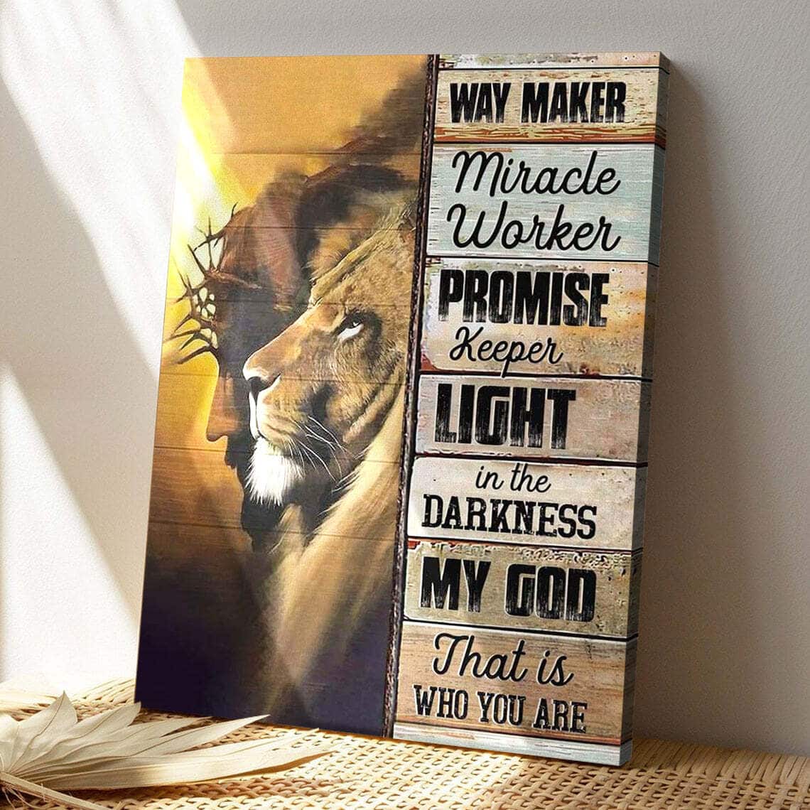 Jesus Way Maker Lion Of Judah Jesus Bible Verse Scripture Canvas Print