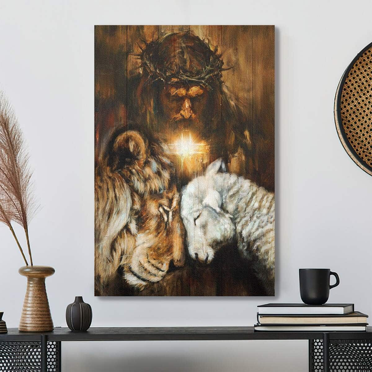 Great Tiger And Lamb Bible Verse Scripture Canvas Print Great Tiger And Lamb Bible Verse Scripture Canvas Print