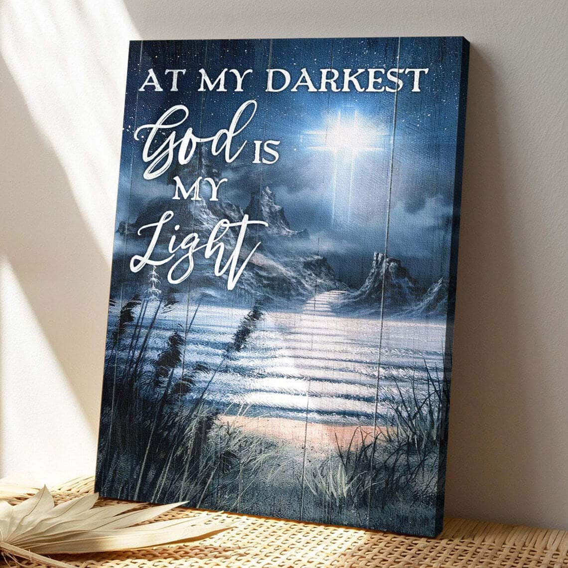 Path On Water At My Darkest God Is My Light Bible Verse Scripture Canvas Print