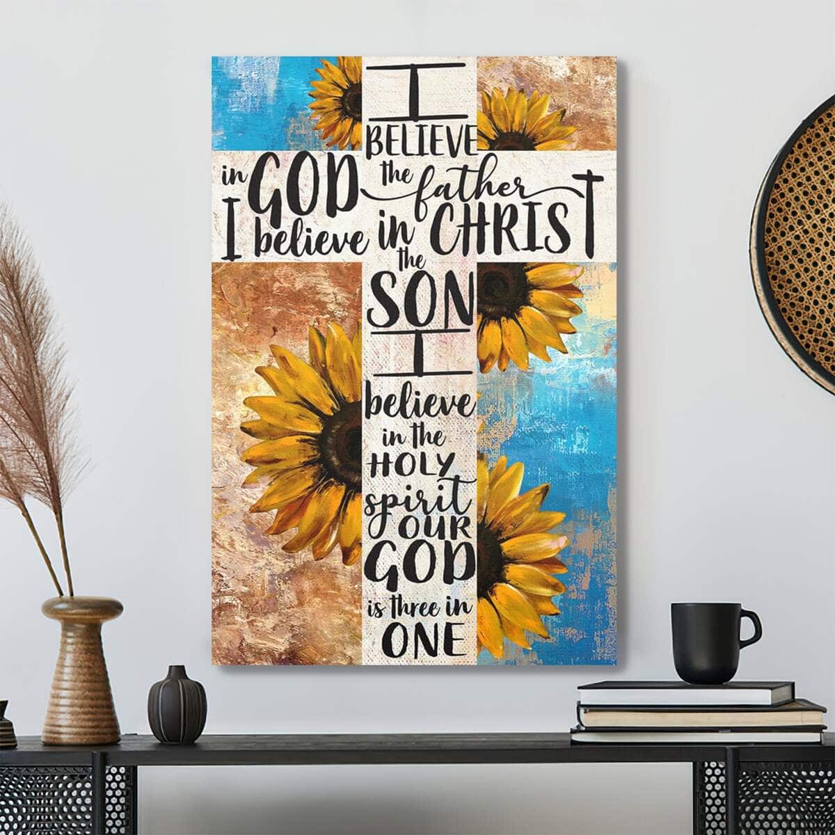 Sunflower Our God Is Three In One Bible Verse Scripture Canvas Print Sunflower Our God Is Three In One Bible Verse Scripture Canvas Print