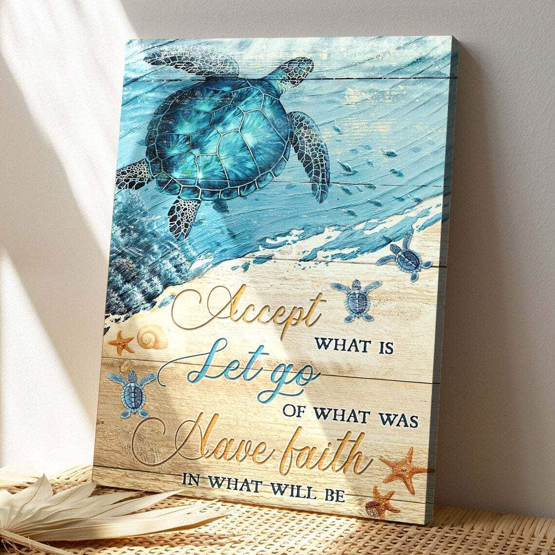 Turtle Accept What Is Let Go Of What Was Have Faith In What Will Be Bible Verse Scripture Canvas Print