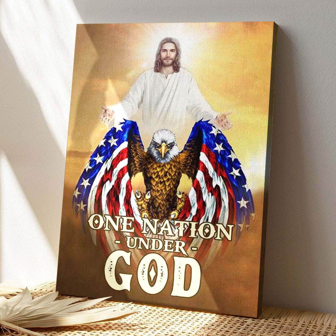 Christian One Nation Under God Bald Eagle Bible Verse Scripture Canvas Print Christian One Nation Under God Bald Eagle Bible Verse Scripture Canvas Print
