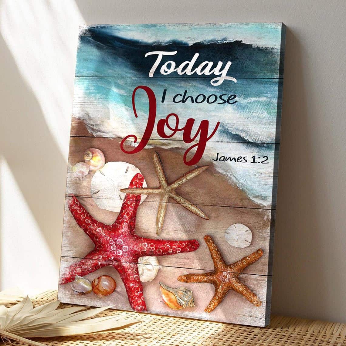 Bible Verse Starfish Today I Choose Joy Christian Canvas Print
