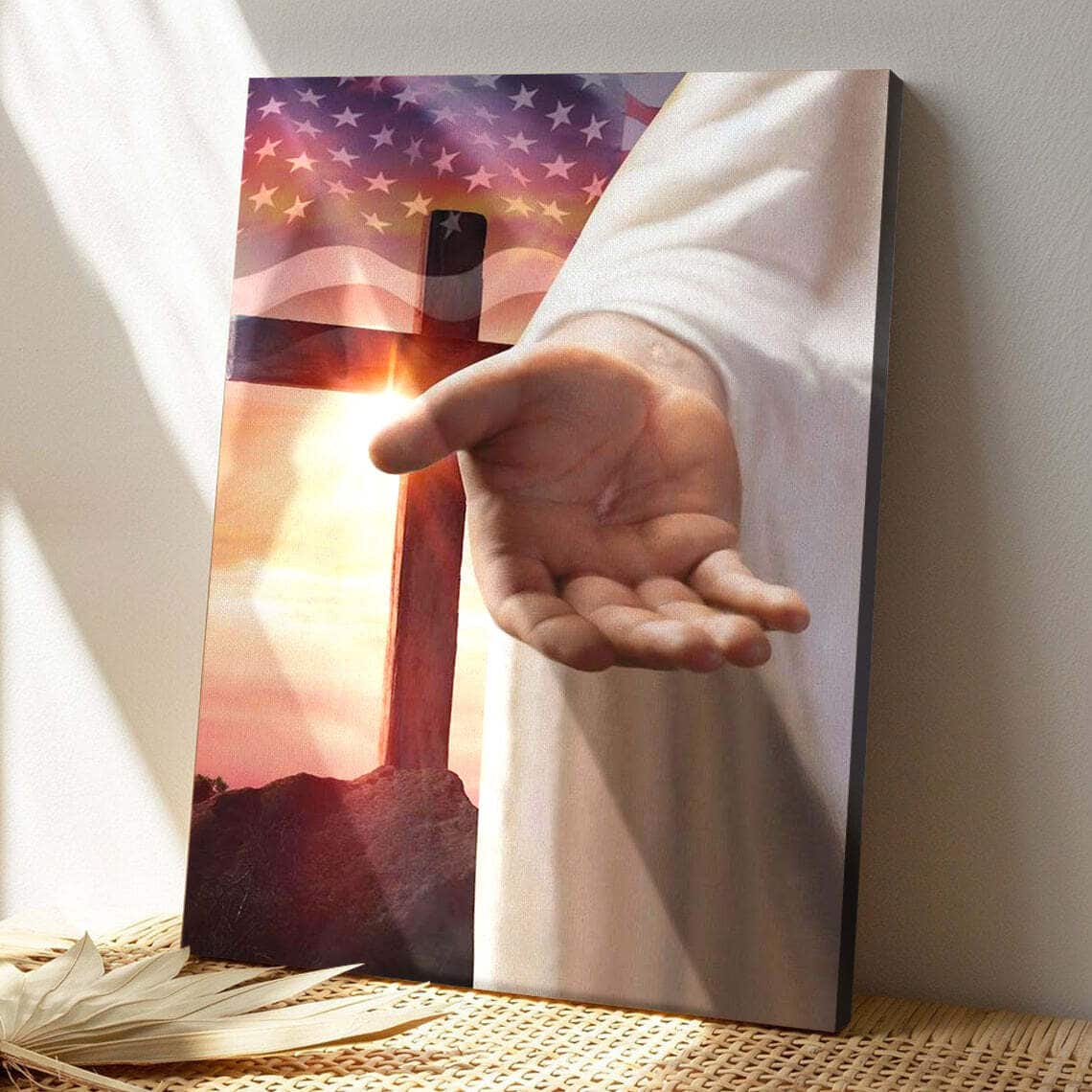 Jesus Outstretched Hands Saves Bible Verse Scripture Canvas Print