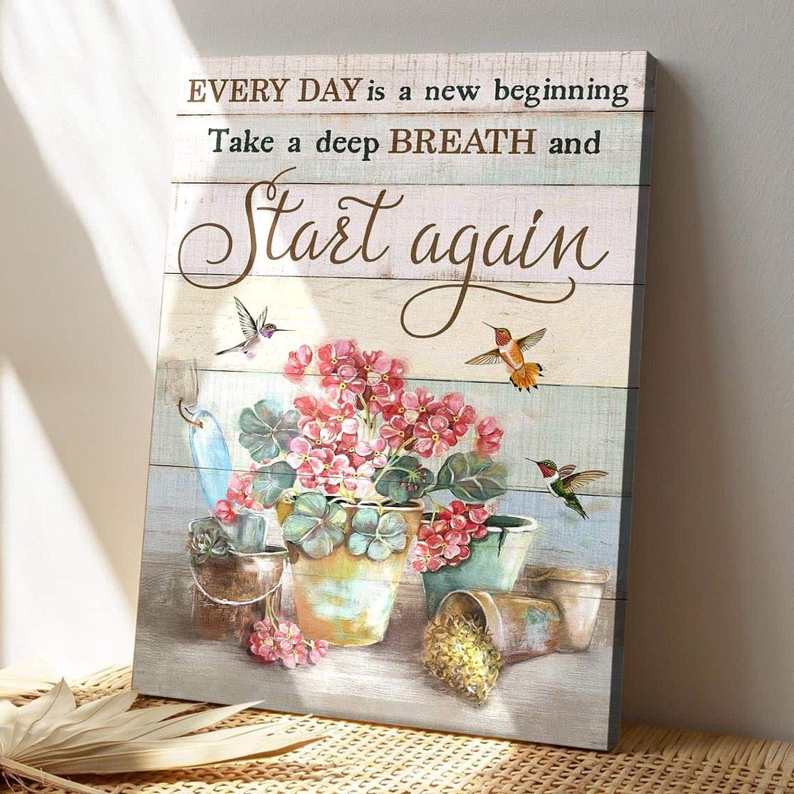 Bible Verse Red Geranium Every Day Is A New Beginning Canvas Print Bible Verse Red Geranium Every Day Is A New Beginning Canvas Print