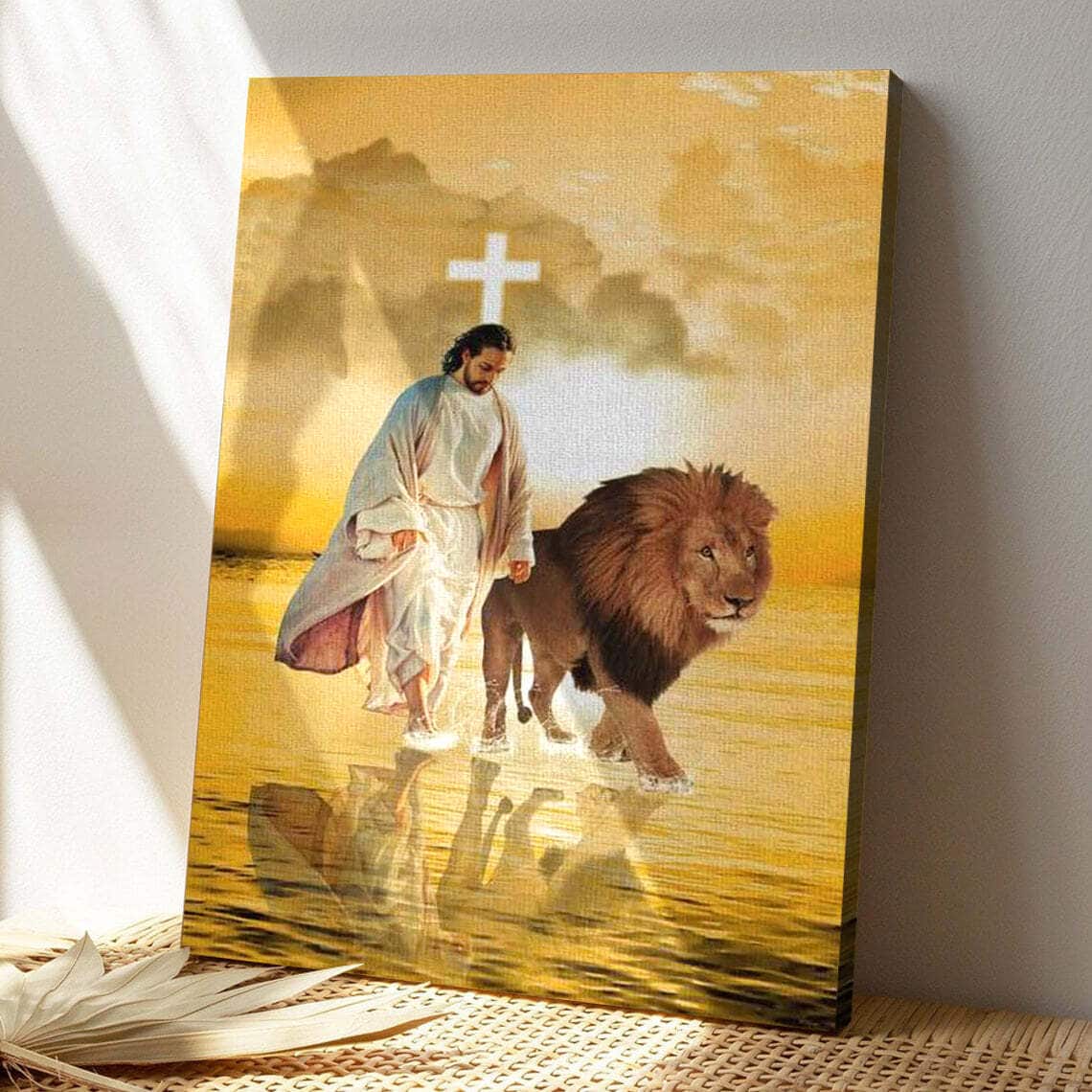 Bible Verse Jesus The Lion Of Judah Jesus Walks On Water Scripture Canvas Print