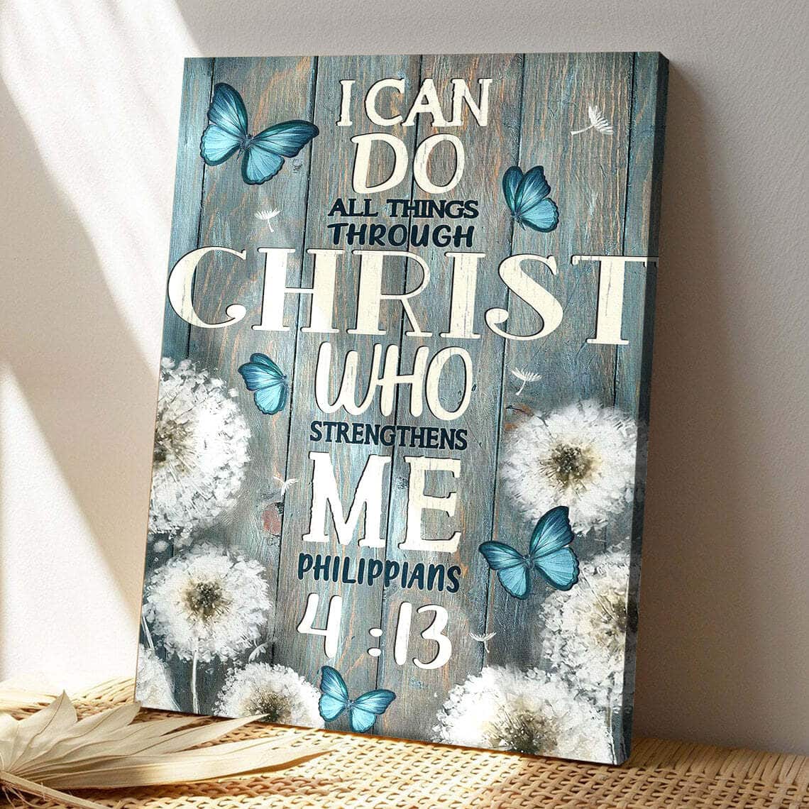 Bible Verse Dandelion With Butterfly I Can Do All Things Through Christ Who Strengthens Me Canvas Print