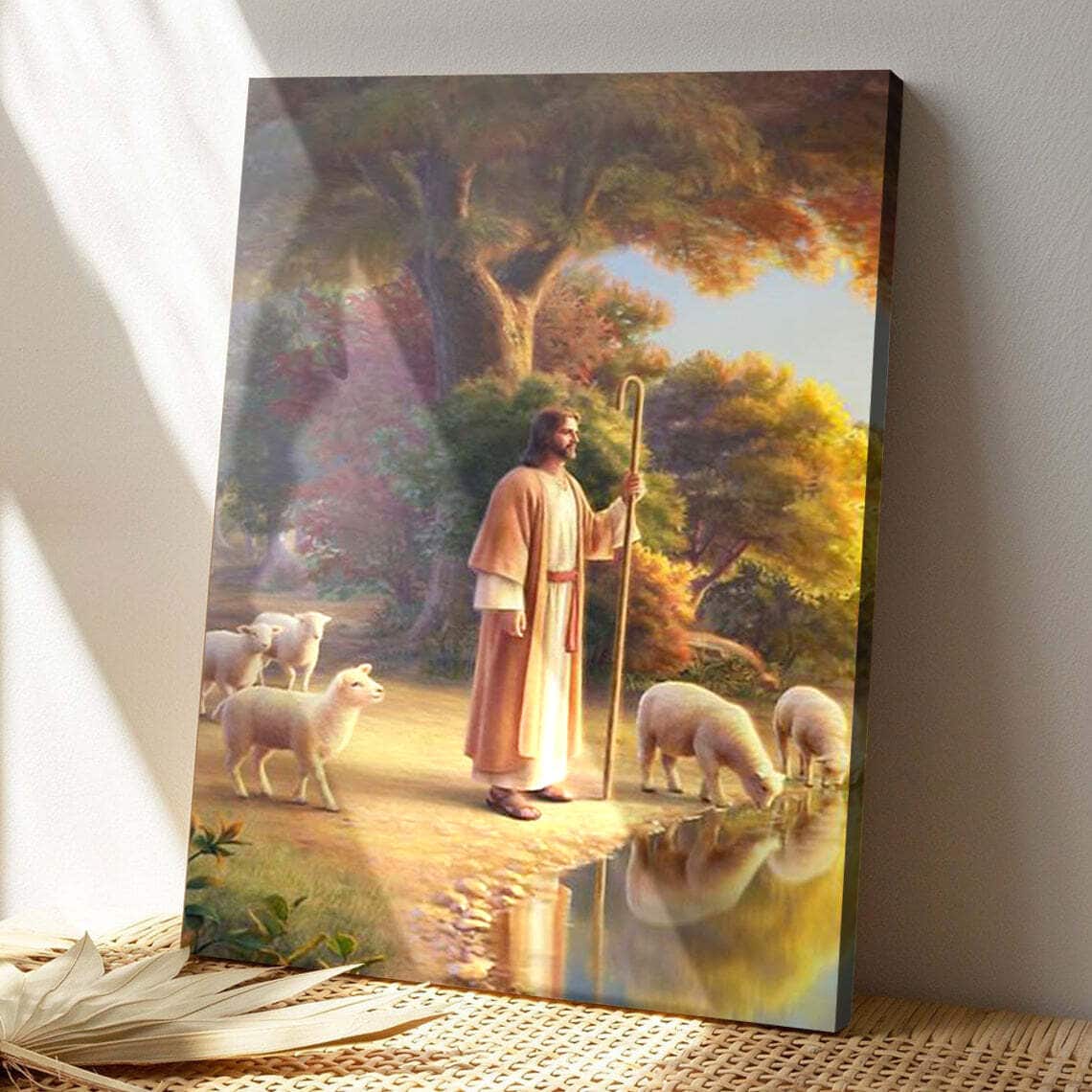 Bible Verse Jesus And Sheep Christian Canvas Print