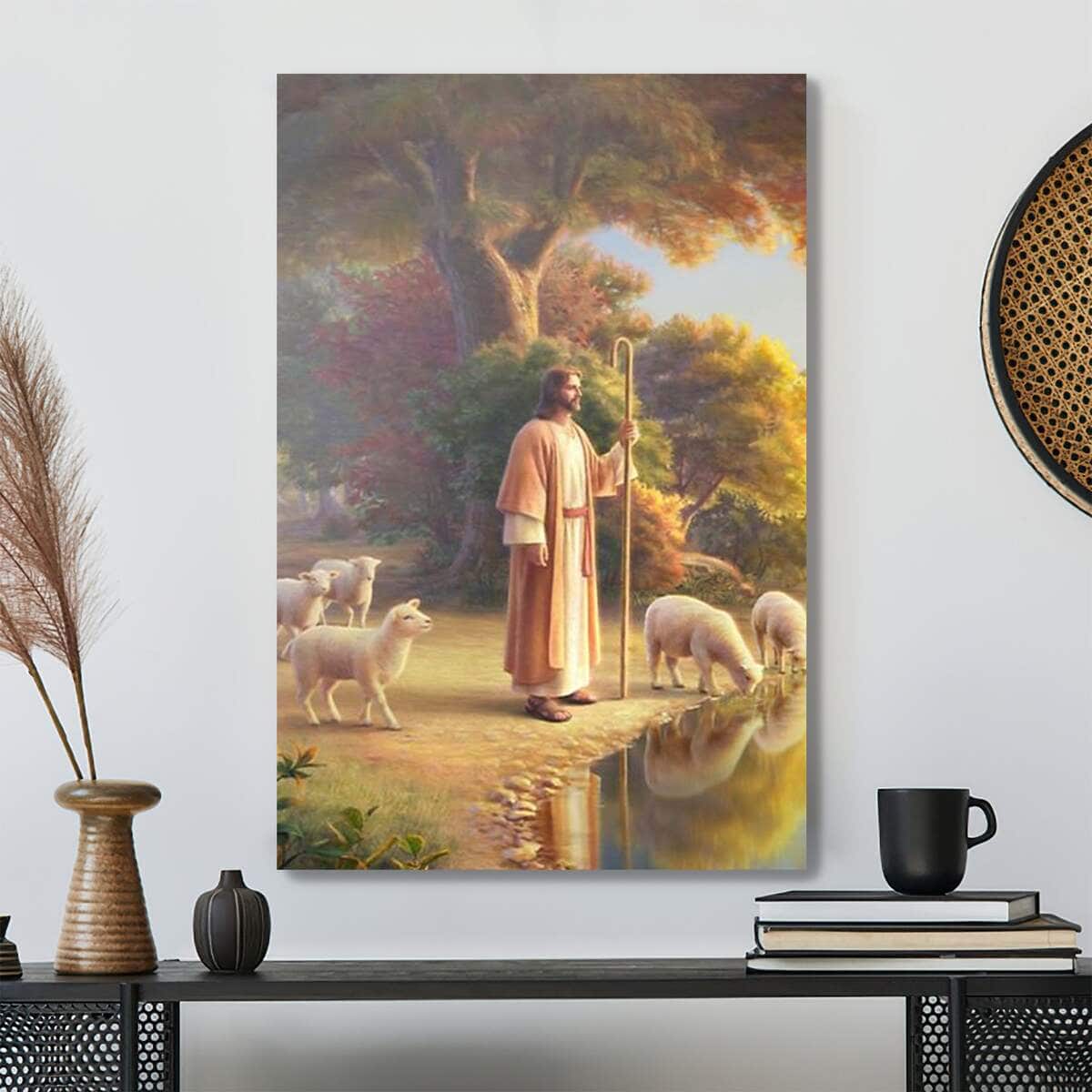 Bible Verse Jesus And Sheep Christian Canvas Print Bible Verse Jesus And Sheep Christian Canvas Print