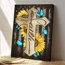 Bible Verse Faith Cross Butterfly Sunflower Faith Scripture Canvas Print