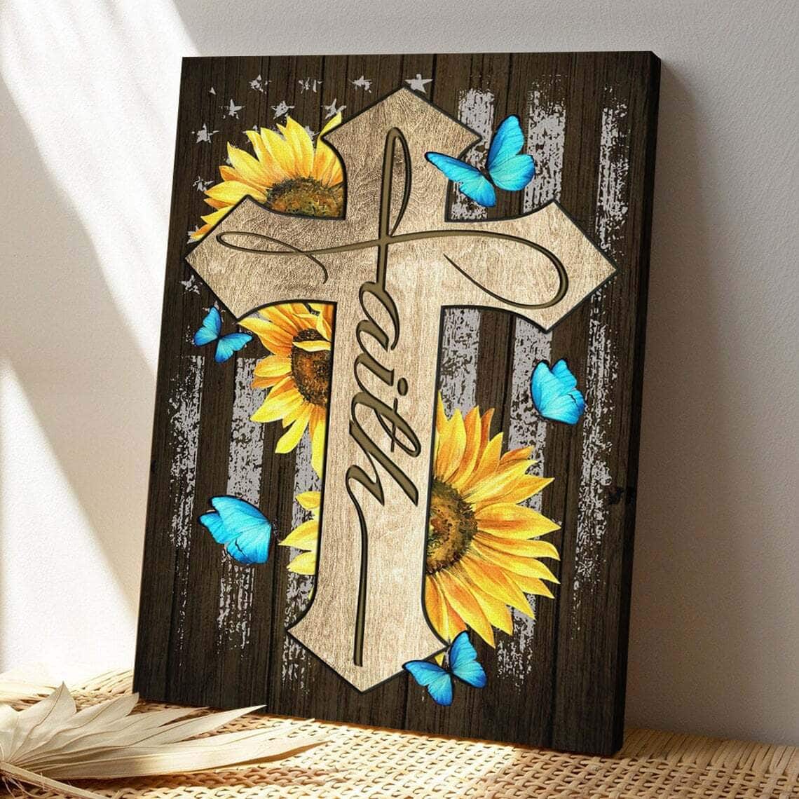 Bible Verse Faith Cross Butterfly Sunflower Faith Scripture Canvas Print Bible Verse Faith Cross Butterfly Sunflower Faith Scripture Canvas Print