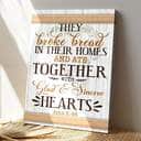 Bible Verse They Broke Bread In Their Homes Acts 246 Niv Scripture Canvas Print