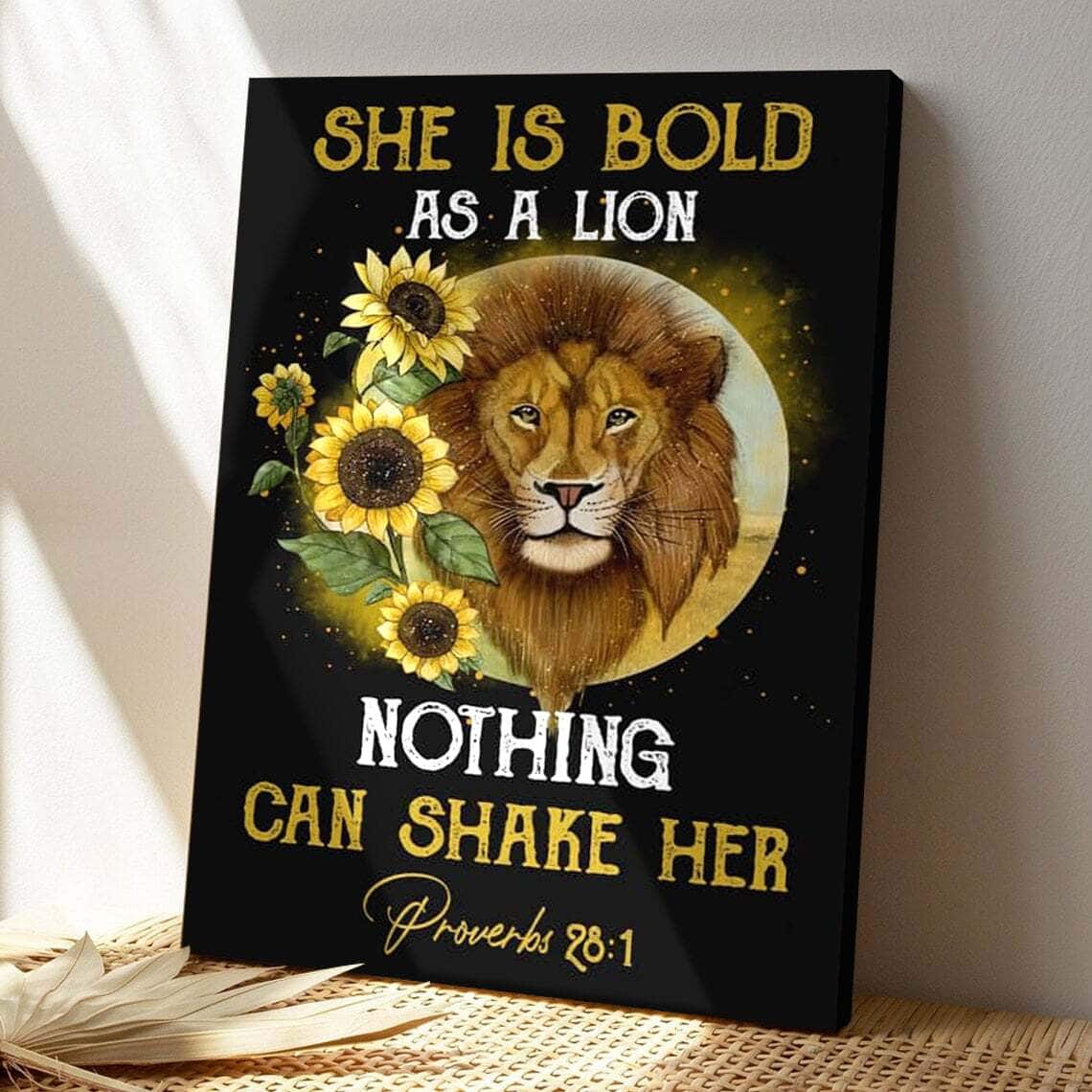Bible Verse She Is Bold As A Lion Scripture Canvas Print
