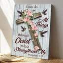 Bible Verse Philippians 413 With Flower Cross Scripture Canvas Print